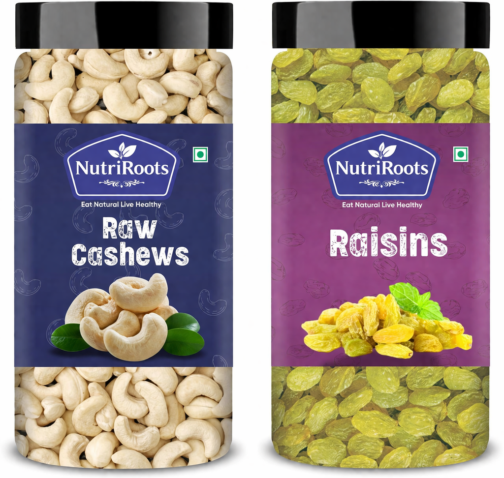 NutriRoots Premium Raw Cashews & Raisins Combo | Fresh & Natural Dry Fruits
