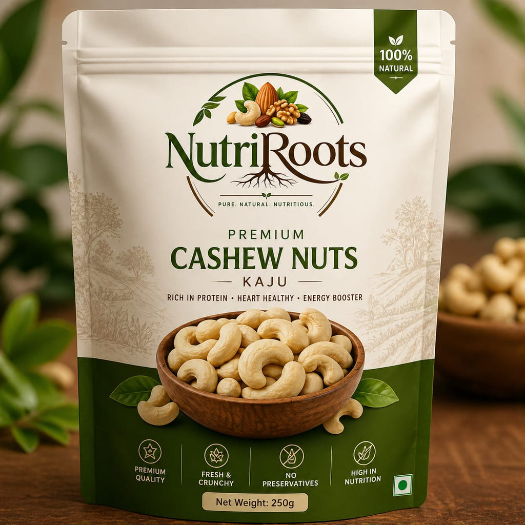 NutriRoots Premium Cashew Nuts  250g | Fresh & Crunchy | 100% Natural Dry Fruits